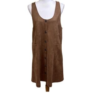 LOFT Brown Faux Suede Dress/jumper, soft utility, capsule, layering, minimalism